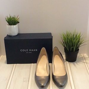 Silver Metal (neutral color); 2.25” wedge heel.